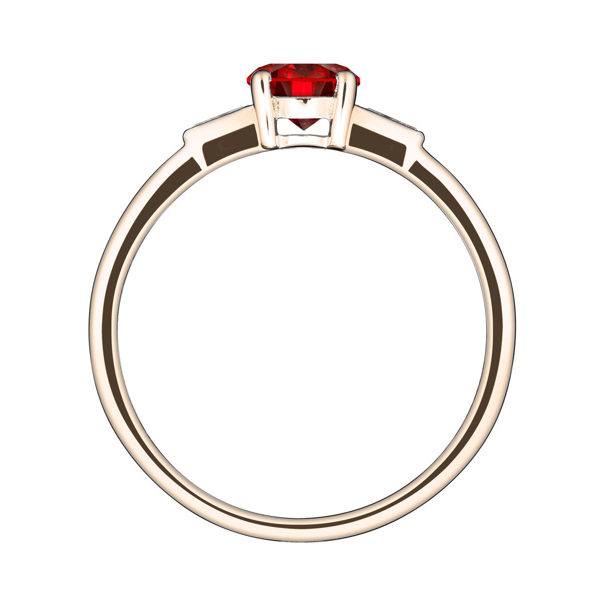 Solitaire Lepage Albert en or rose rubis et diamants