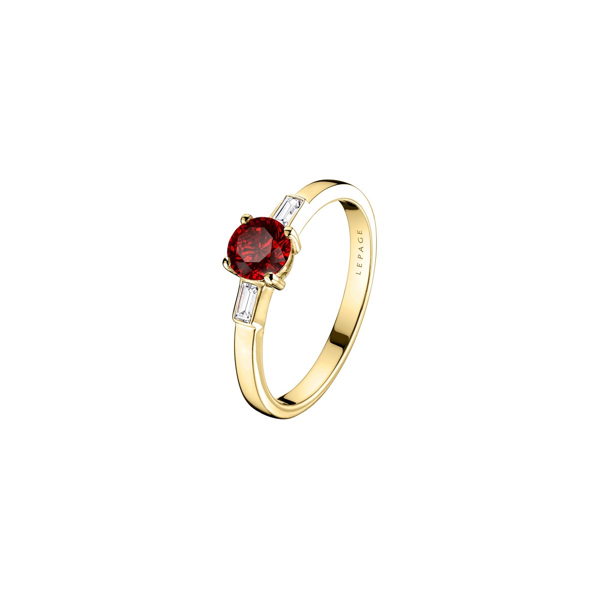 Solitaire Lepage Albert en or jaune rubis et diamants