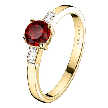 Solitaire Lepage Albert en or jaune rubis et diamants