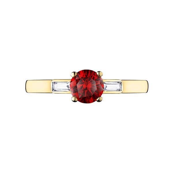 Solitaire Lepage Albert en or jaune rubis et diamants