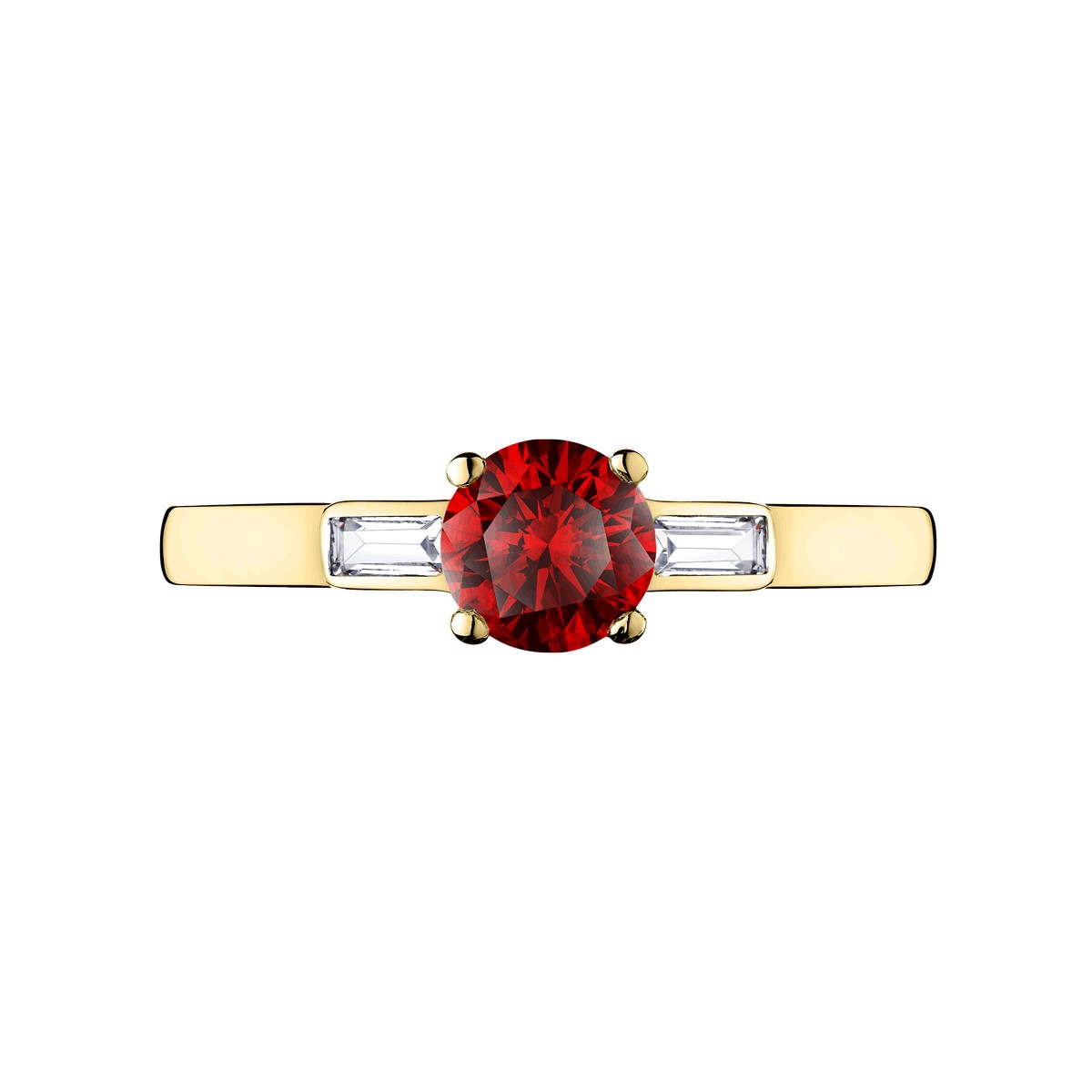 Solitaire Lepage Albert en or jaune rubis et diamants