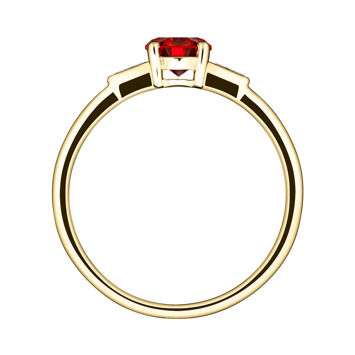 Solitaire Lepage Albert en or jaune rubis et diamants