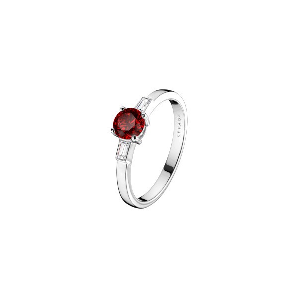 Solitaire Lepage Albert en or blanc rubis et diamants