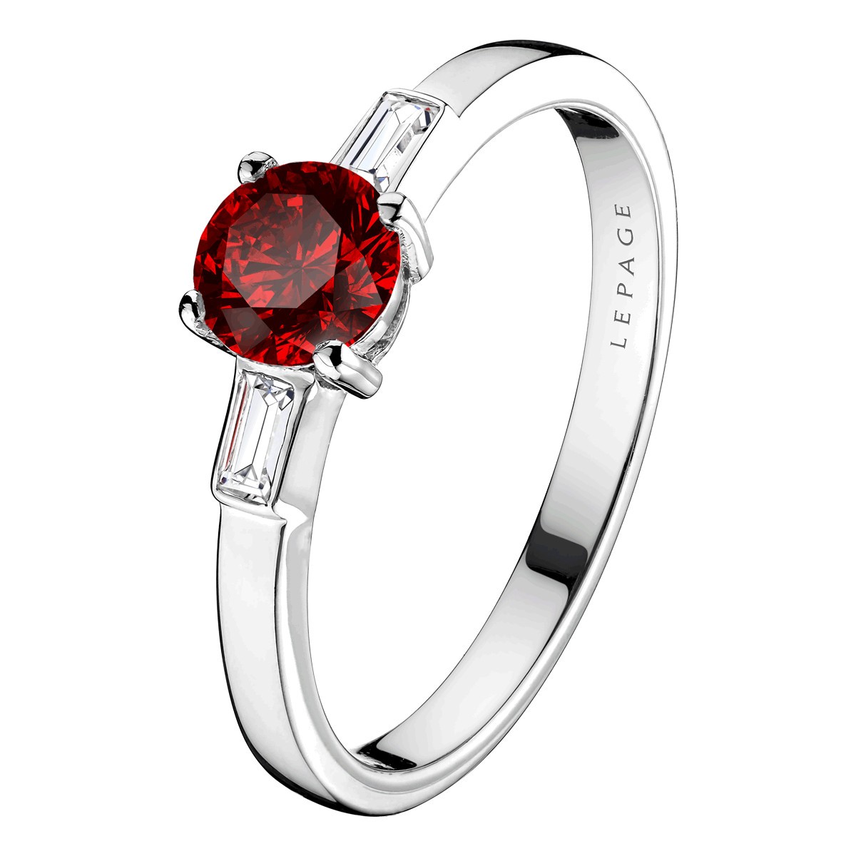 Solitaire Lepage Albert en or blanc rubis et diamants