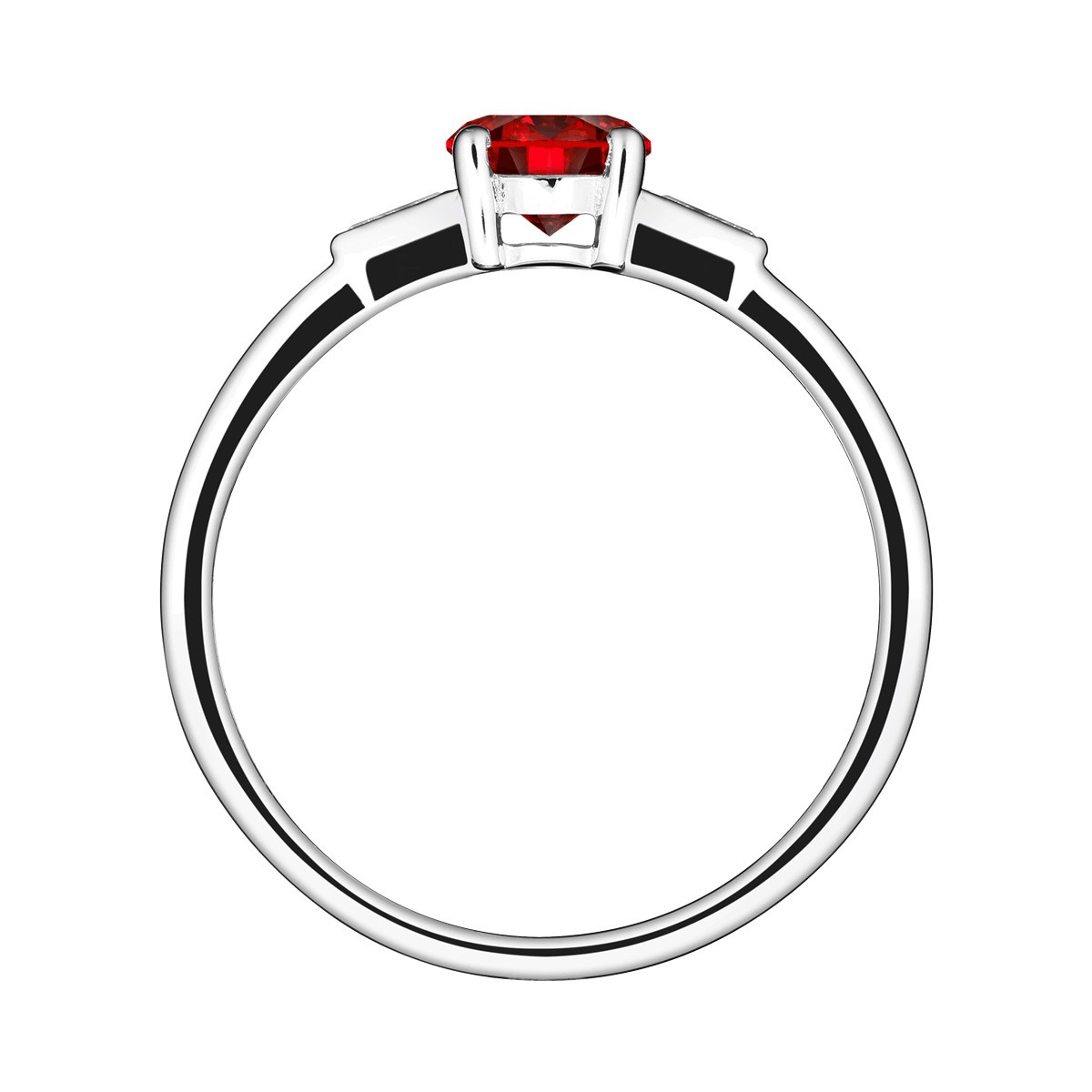 Solitaire Lepage Albert en or blanc rubis et diamants