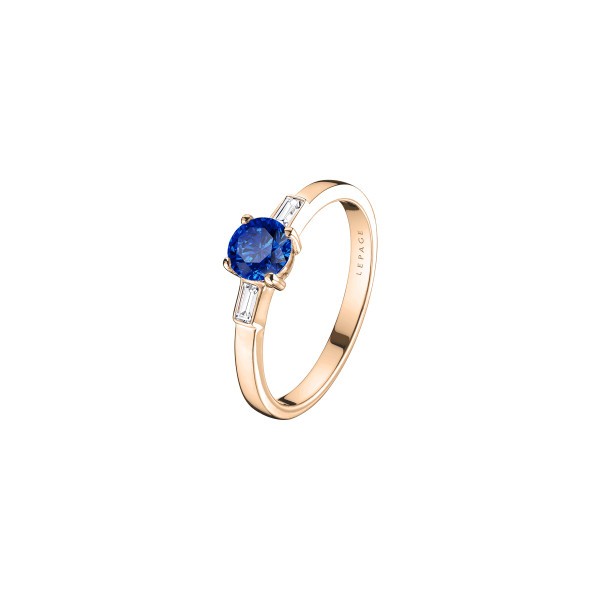 Solitaire Lepage Albert en or rose saphir et diamants