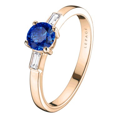 Solitaire Lepage Albert en or rose saphir et diamants