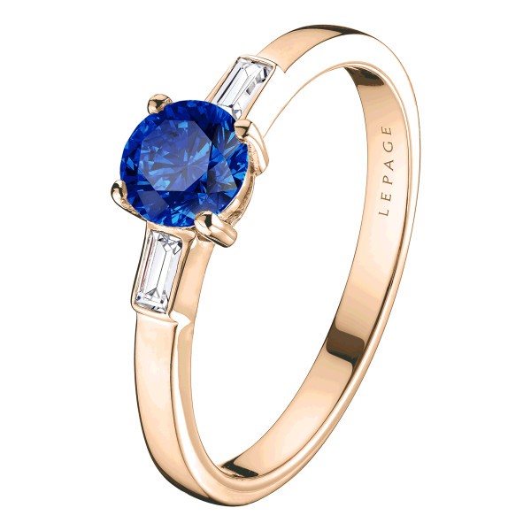 Solitaire Lepage Albert en or rose saphir et diamants
