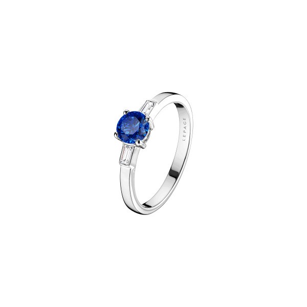 Solitaire Lepage Albert en or blanc saphir et diamants