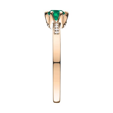 Solitaire Lepage Achille en or rose emeraude et diamants