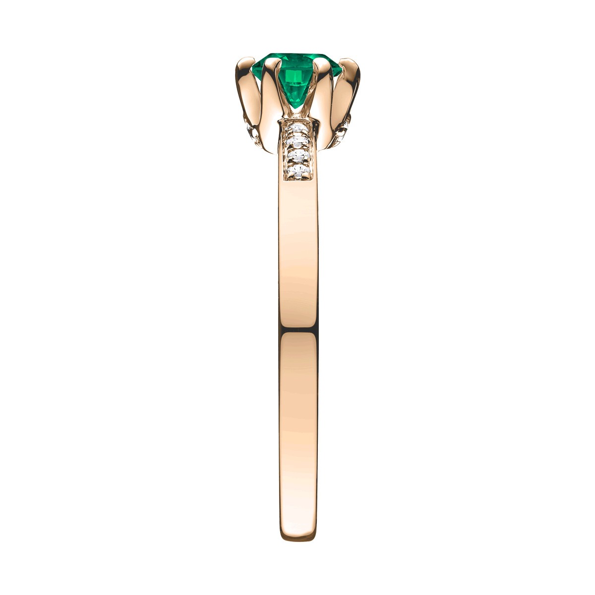 Solitaire Lepage Achille en or rose emeraude et diamants