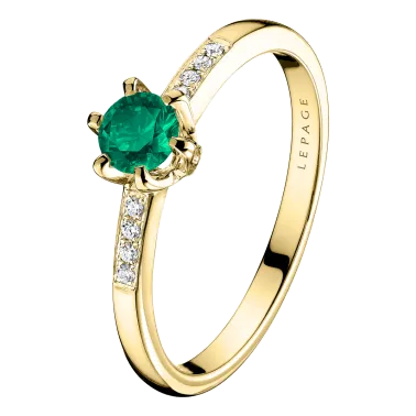 Solitaire Lepage Achille en or jaune emeraude et diamants