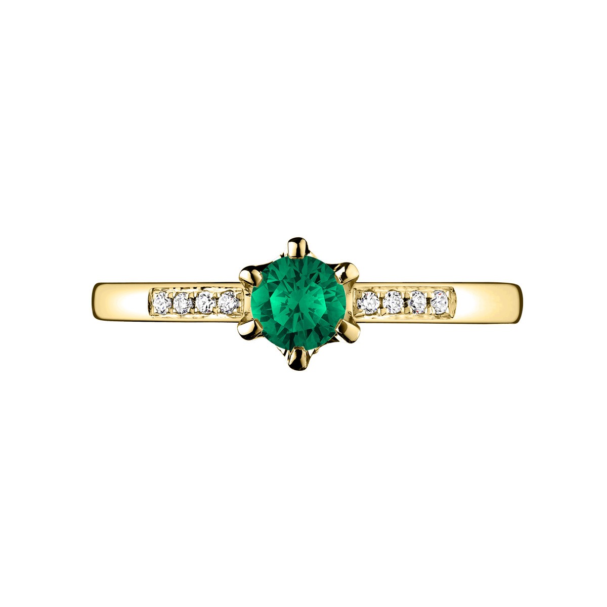 Solitaire Lepage Achille en or jaune emeraude et diamants