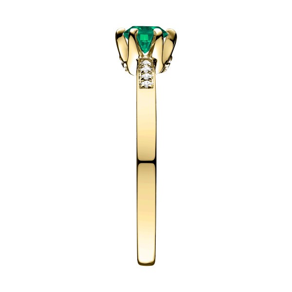 Solitaire Lepage Achille en or jaune emeraude et diamants