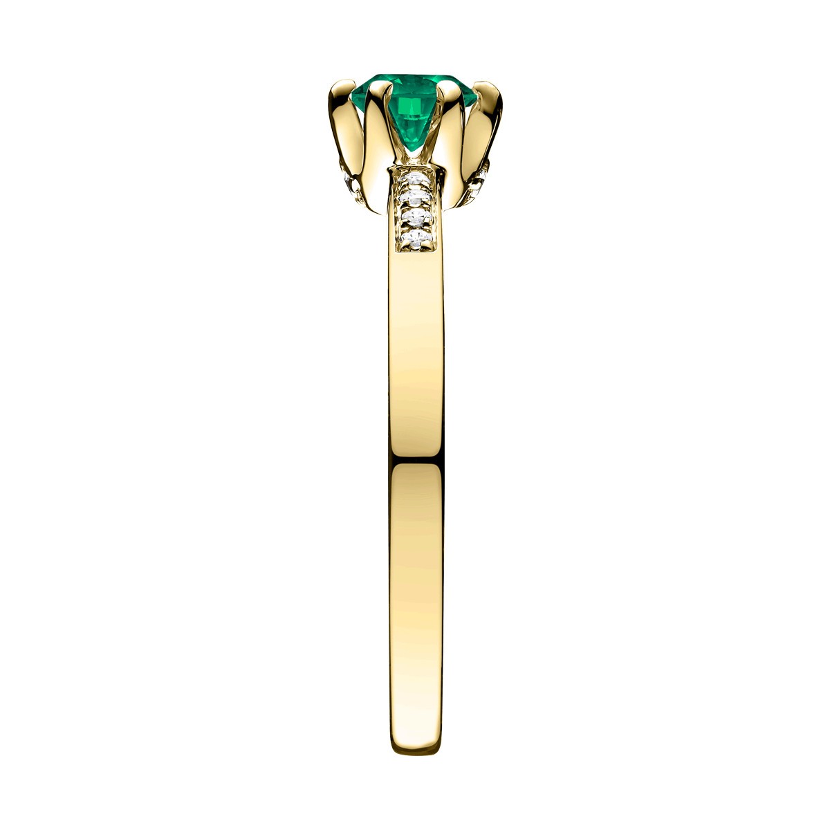 Solitaire Lepage Achille en or jaune emeraude et diamants