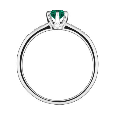 Solitaire Lepage Achille en or blanc emeraude et diamants