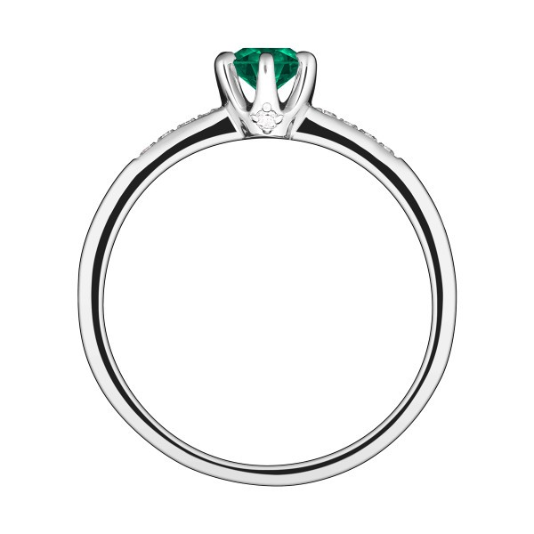 Solitaire Lepage Achille en or blanc emeraude et diamants