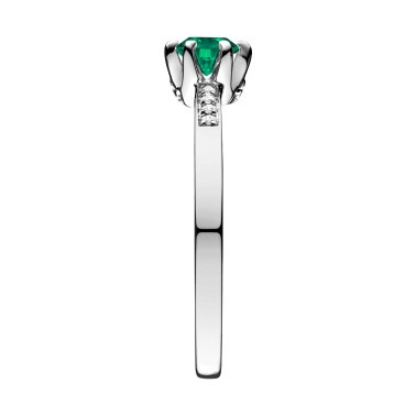 Solitaire Lepage Achille en or blanc emeraude et diamants