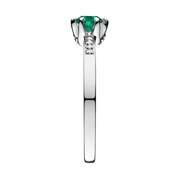 Solitaire Lepage Achille en or blanc emeraude et diamants