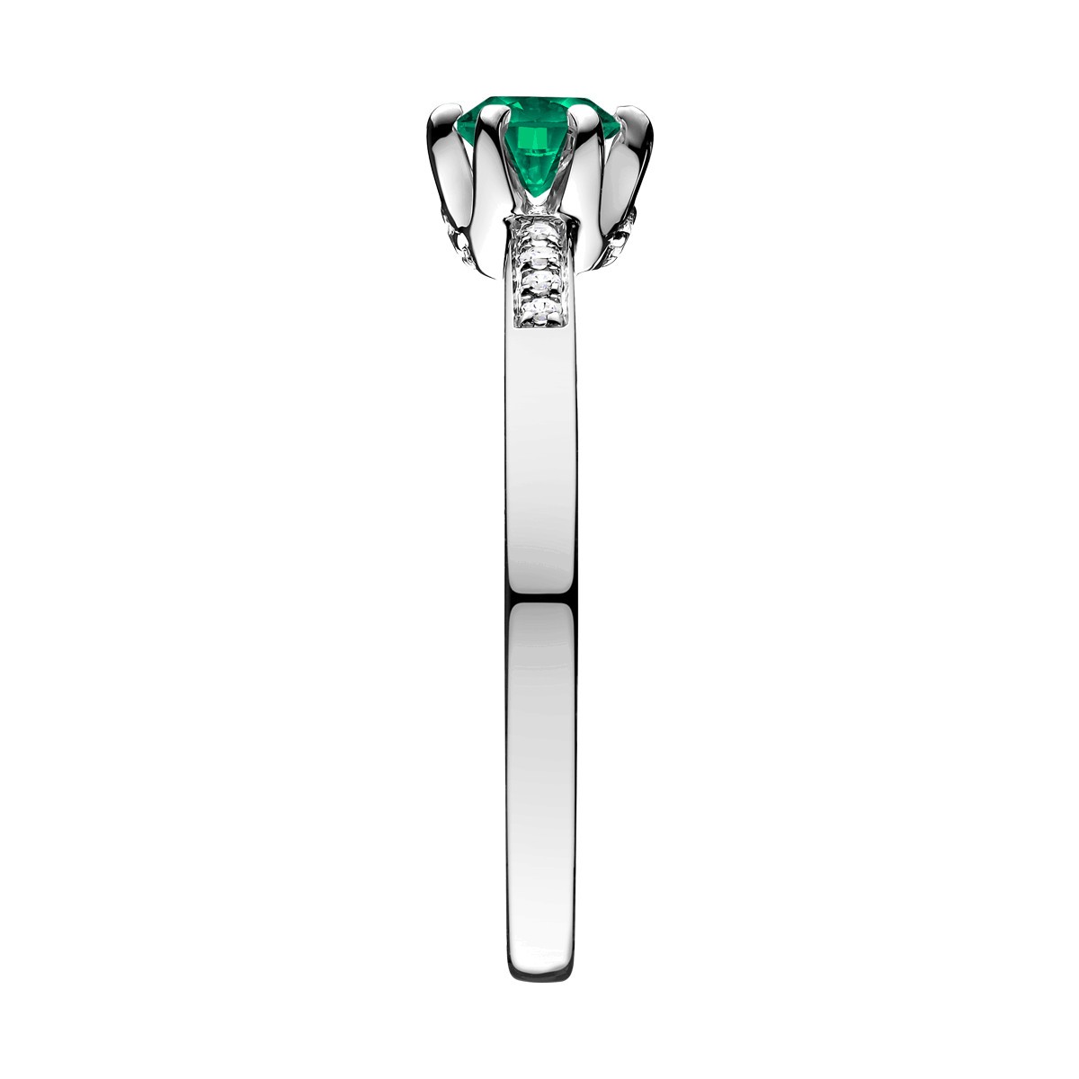 Solitaire Lepage Achille en or blanc emeraude et diamants