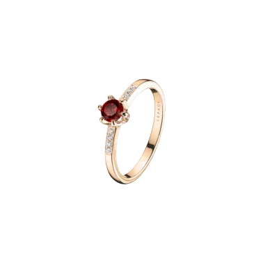 Solitaire Lepage Achille en or rose rubis et diamants