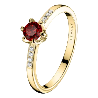 Solitaire Lepage Achille en or jaune rubis et diamants