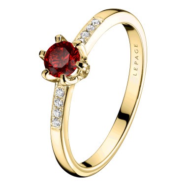 Solitaire Lepage Achille en or jaune rubis et diamants