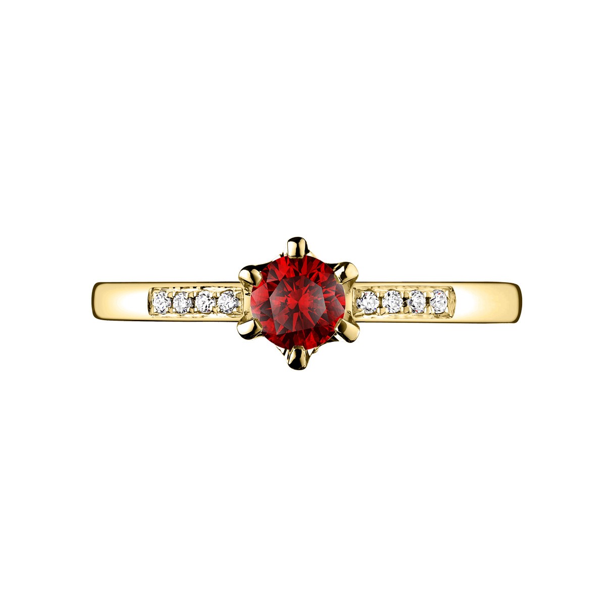 Solitaire Lepage Achille en or jaune rubis et diamants