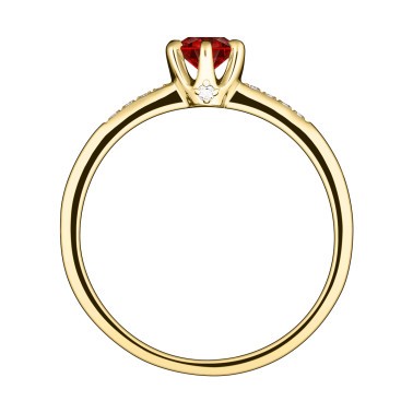 Solitaire Lepage Achille en or jaune rubis et diamants