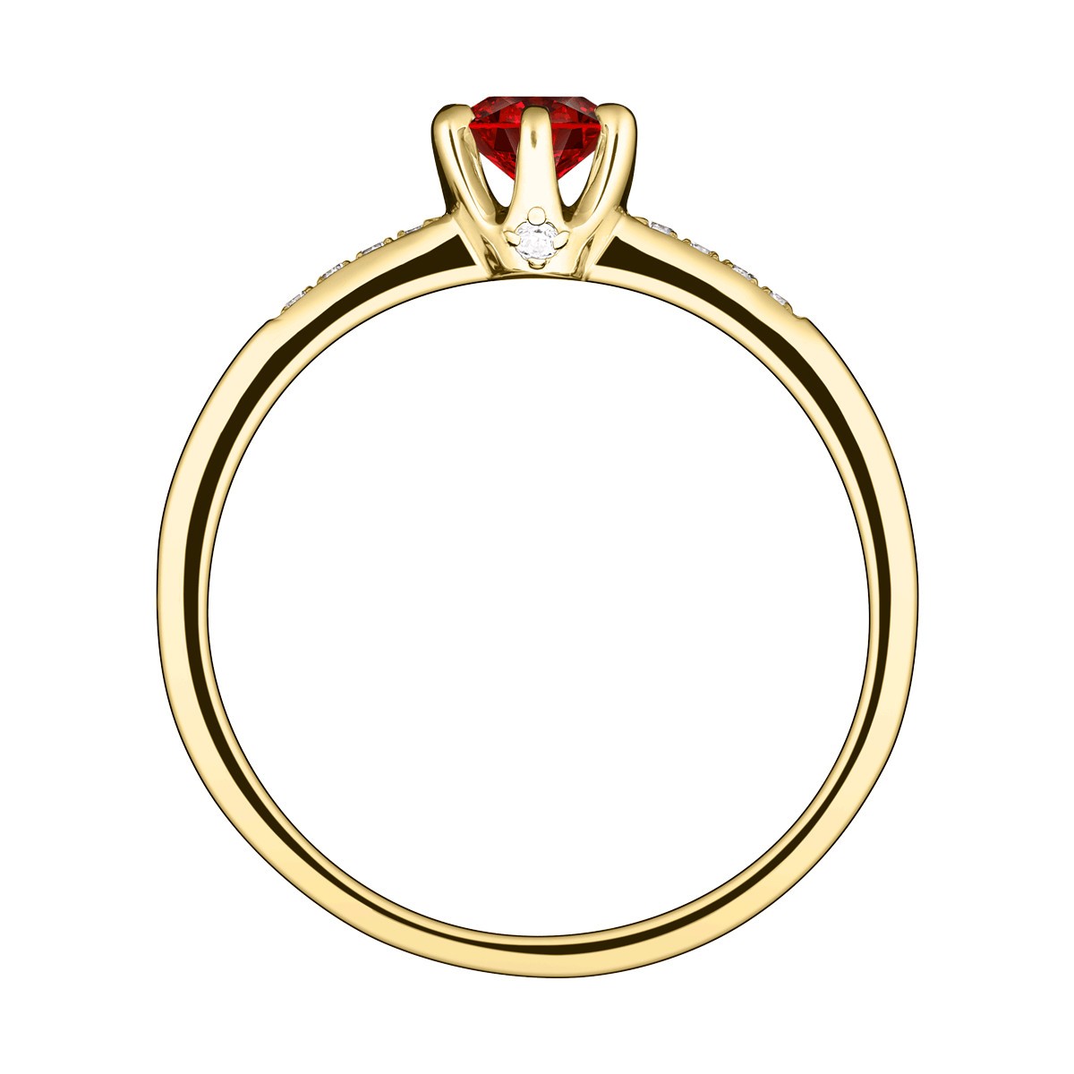 Solitaire Lepage Achille en or jaune rubis et diamants