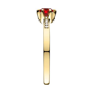 Solitaire Lepage Achille en or jaune rubis et diamants