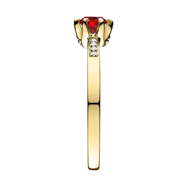 Solitaire Lepage Achille en or jaune rubis et diamants