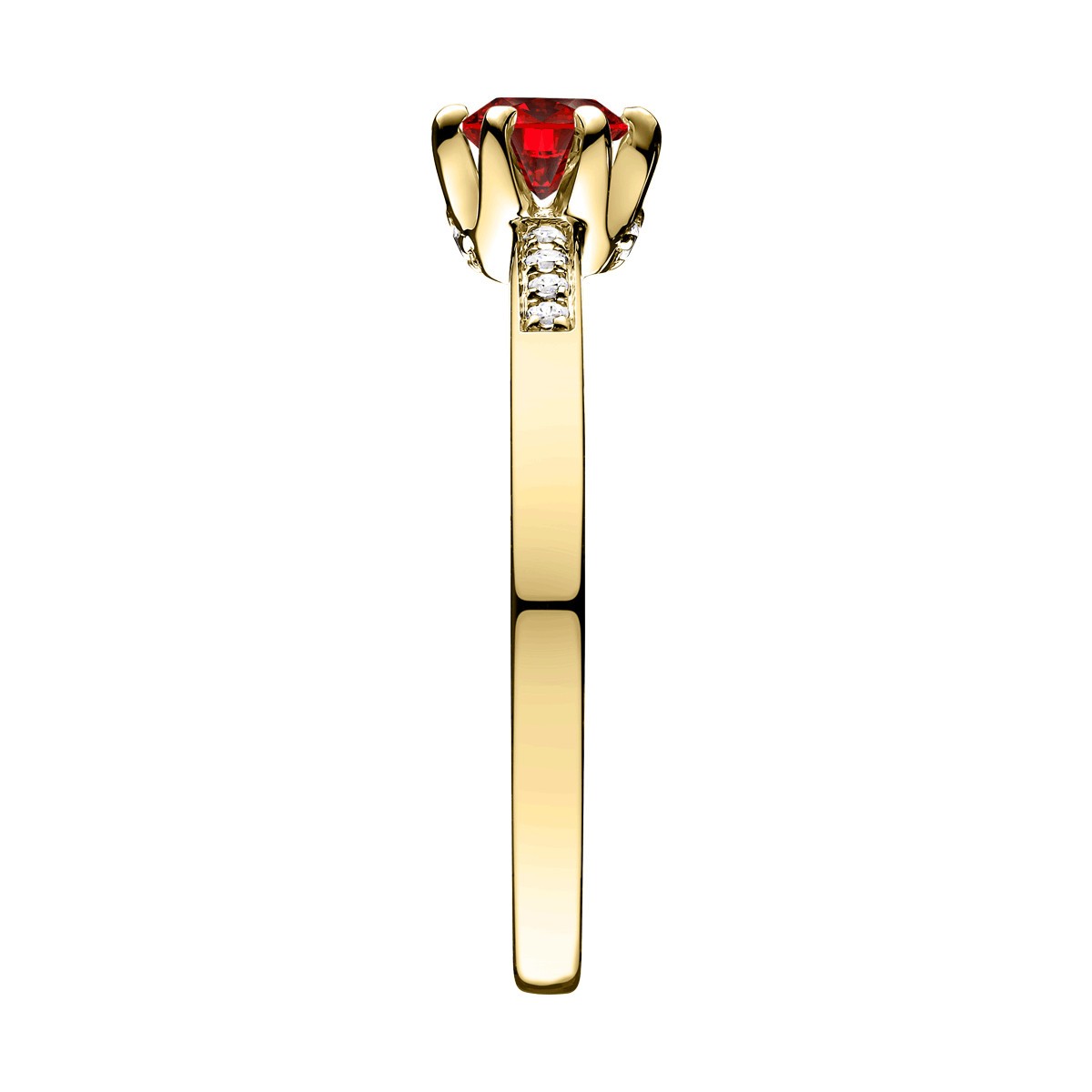 Solitaire Lepage Achille en or jaune rubis et diamants