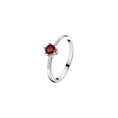 Solitaire Lepage Achille en or blanc rubis et diamants