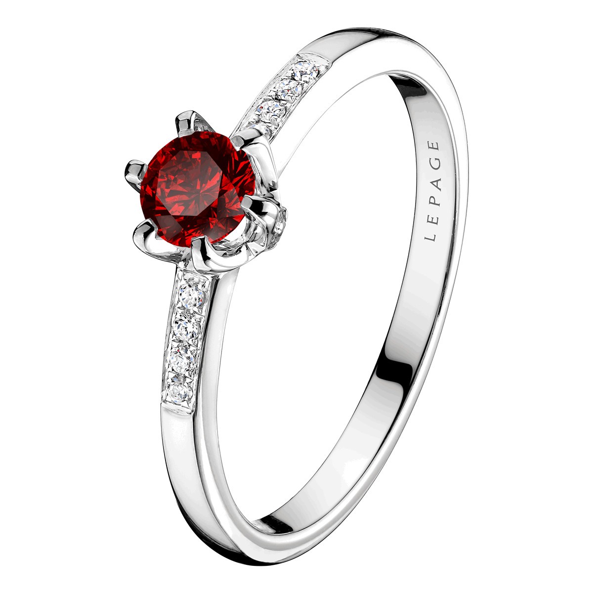 Solitaire Lepage Achille en or blanc rubis et diamants