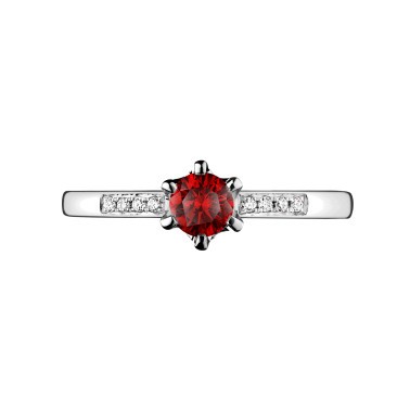 Solitaire Lepage Achille en or blanc rubis et diamants