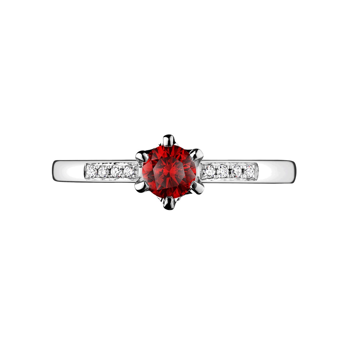 Solitaire Lepage Achille en or blanc rubis et diamants