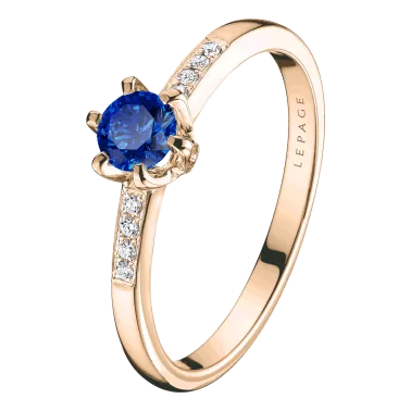Solitaire Lepage Achille en or rose saphir et diamants