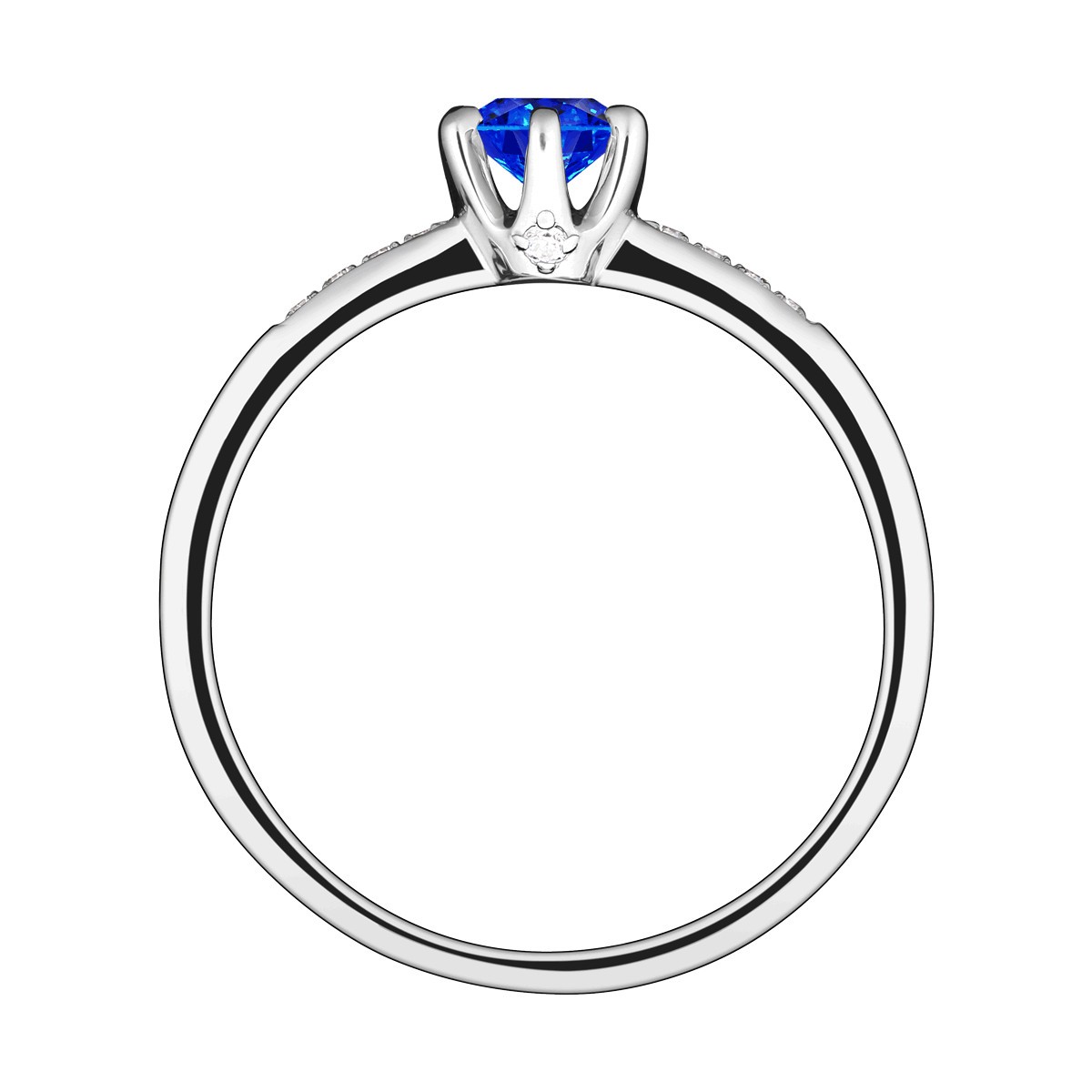 Solitaire Lepage Achille en or blanc saphir et diamants
