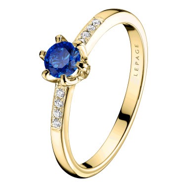 Solitaire Lepage Achille en or jaune saphir et diamants