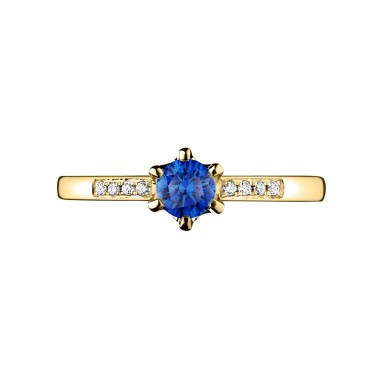 Solitaire Lepage Achille en or jaune saphir et diamants