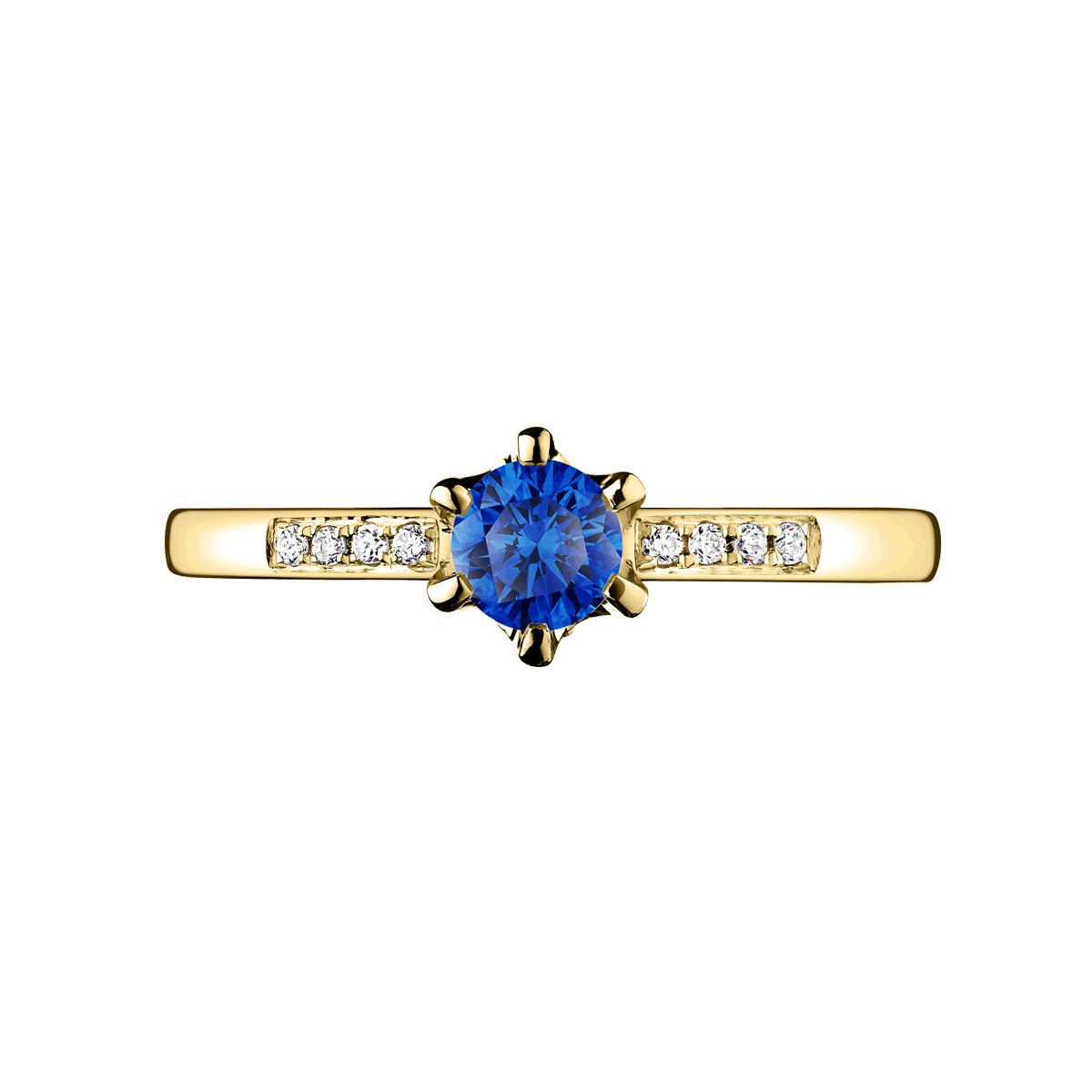 Solitaire Lepage Achille en or jaune saphir et diamants