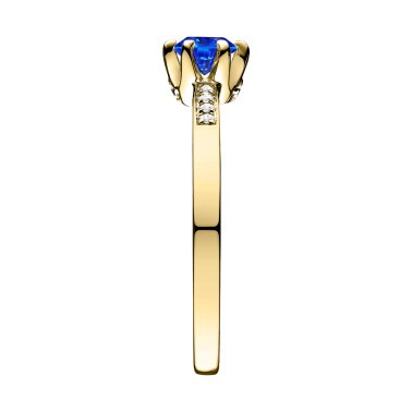 Solitaire Lepage Achille en or jaune saphir et diamants