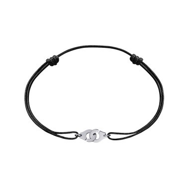 Bracelet Dinh Van Menottes R8 en or blanc sur cordon - SOLDAT