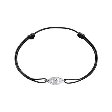 Bracelet Dinh Van Menottes R8 en or blanc sur cordon