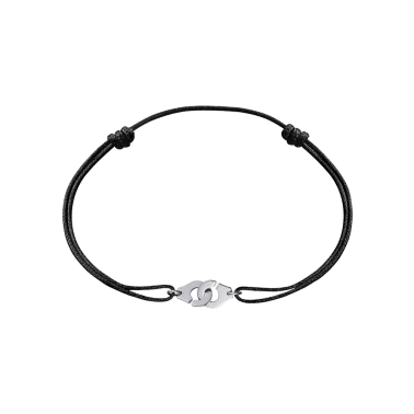 Bracelet Dinh Van Menottes R8 en or blanc sur cordon