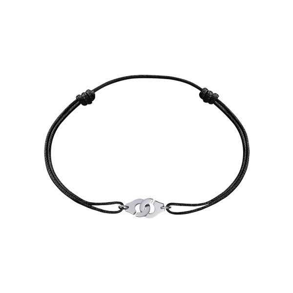 Bracelet Dinh Van Menottes R8 en or blanc sur cordon - SOLDAT PL