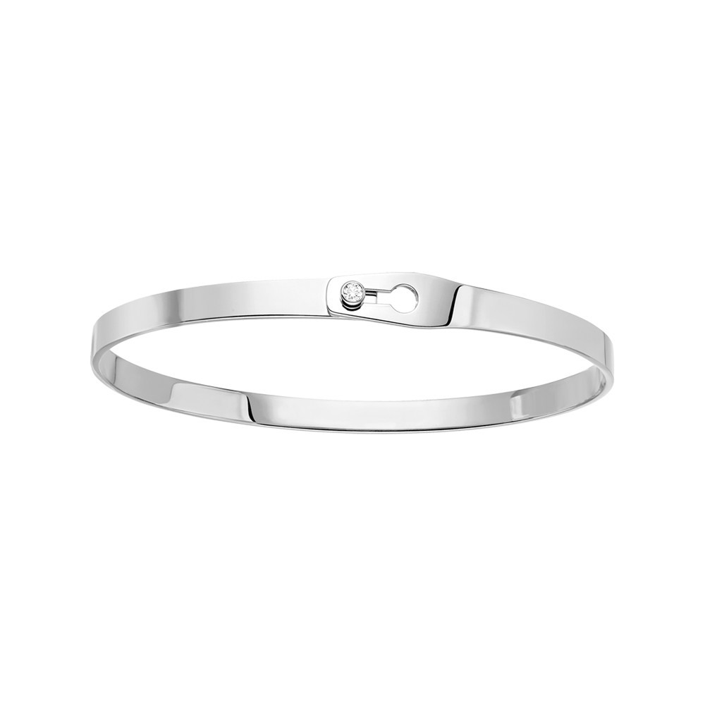 Bracelet ajustable or blanc 18 carats et diamant 0,31 carat - 18 cm