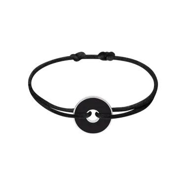 Bracelet Dinh Van Pi White & Black en argent et onyx sur cordon