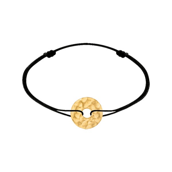 Bracelet Dinh Van Pi Chinois petit modèle en or jaune sur cordon